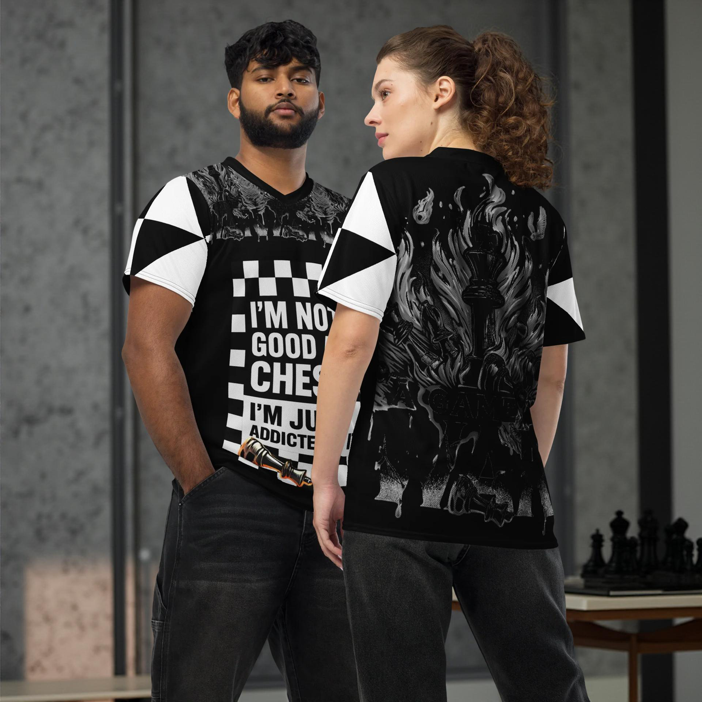 Chess Addict's Recycled Unisex Sports jersey