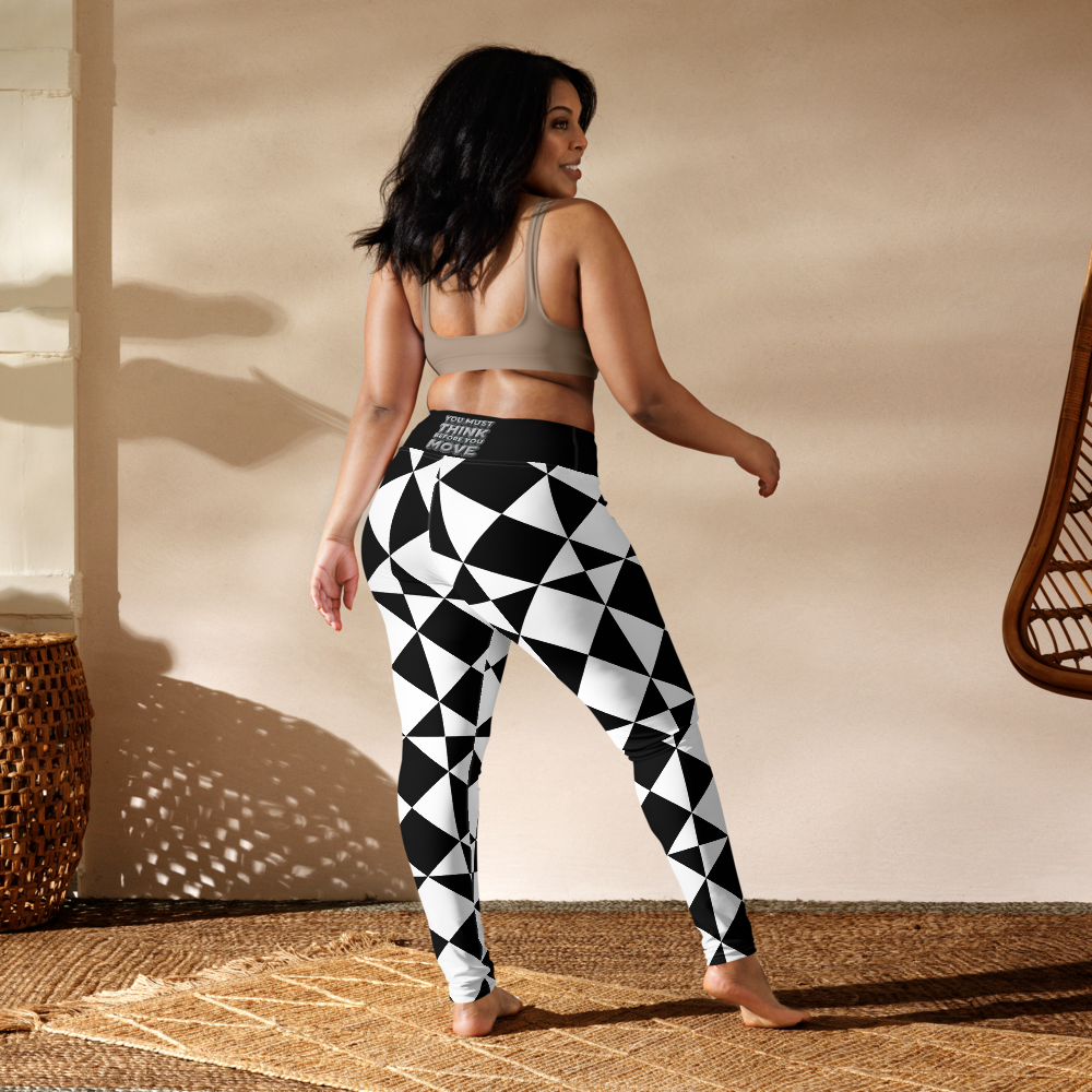 Brilliant Gambit Checkered Yoga Leggings (Back Waist Print)